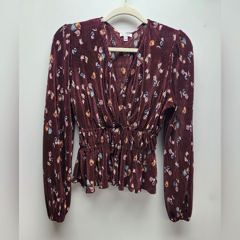 Burgundy Floral Blouse By Love, Fire